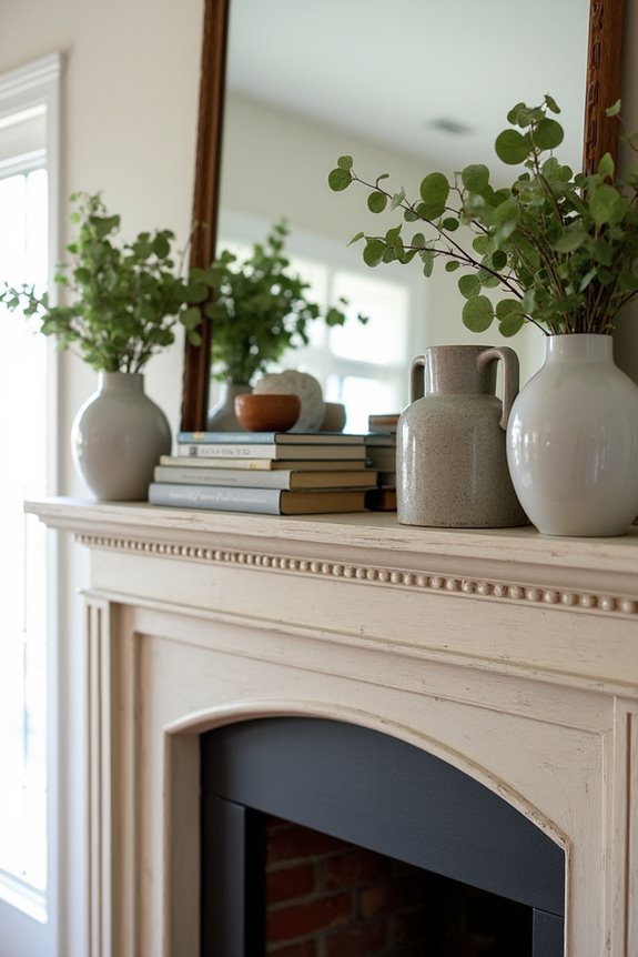 uneven mantel heights create depth