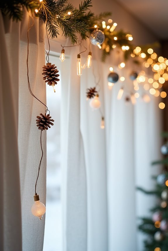 10 Ways to Decorate Your Curtain Rod for Christmas 10 vertical snowing curtain lighting illusion
